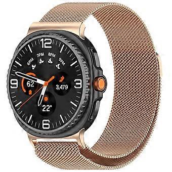 For Samsung Galaxy Watch 8 / 8 Classic Metal Milan Mesh Magnetic Clasp Bracelet Rose Gold