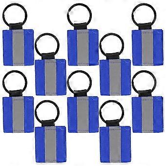 10Pcs Double Sided Reflective Keychain Gear for Safety Blue Tags