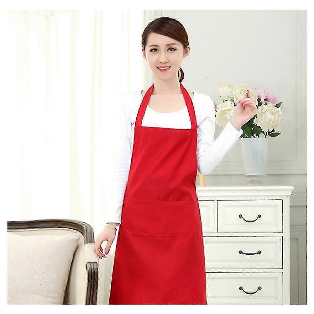 Waterproof Work Apron Bib Neck Strap for Kitchen Use Red Color
