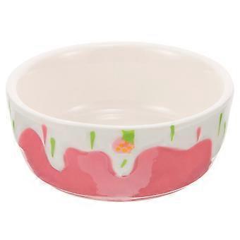 Pink Ceramic Food Bowl for Hamster Feeding Small Pet Feeder
