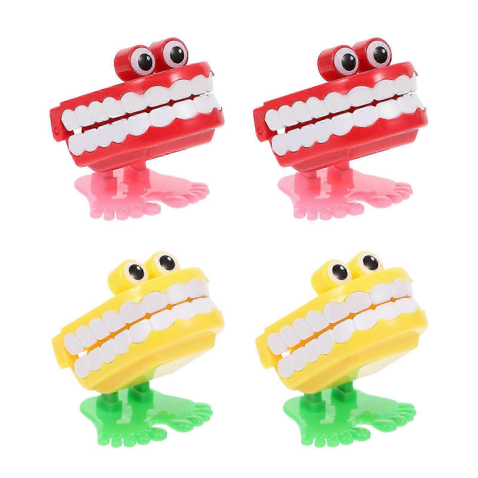 4Pcs Creative Teeth Shape Clockwork Toys Funny Wind-up Tooth Playthings