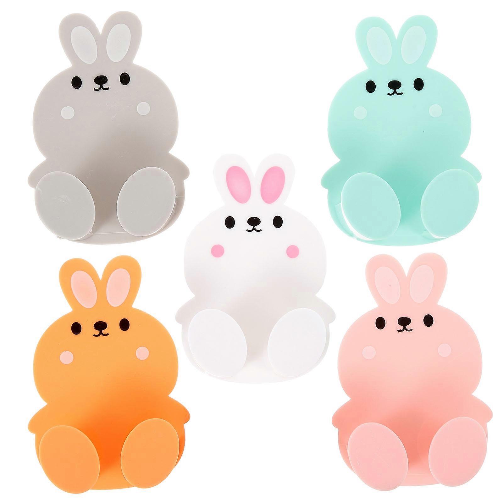5pcs Plug Holder Cartoon Power Plug Hook Wall Adhesive Charger Hook Plug Hook