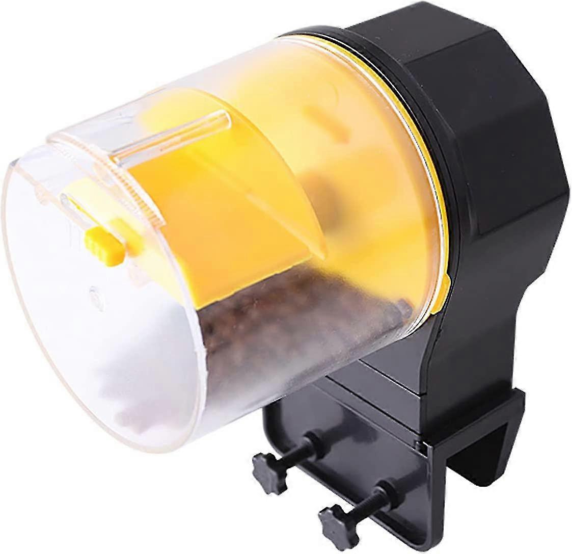 Automatic Fish Feeder Aquarium Automatic Feeding Timer Moisture-proof Feeding Box (Yellow)