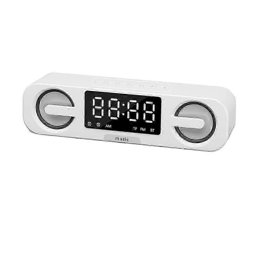 Smart Clock Bluetooth Speaker, LED HD Mirror, FM Radio Function, Multi-Function Playback Bluetooth Audio White