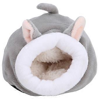 Mini nid de couchage en coton pour hamster, petit animal, cureuil, cage, jouet (gris)