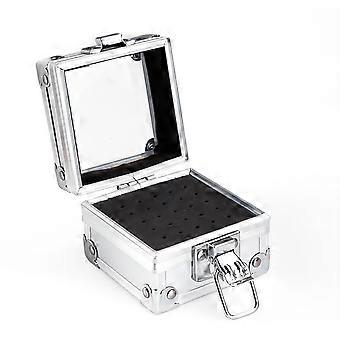 25 Slot Aluminum Nail Drill Bit Holder Organizer Silver – Professional Salon Display Storage Box