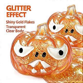 Abóbora de Halloween transparente com glitter para apertar, enfeite fofo de abóbora de Halloween, lembrancinha de festa ideal e presente divertido.