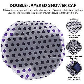 2Pcs Purple Shower Cap Hair Dry Wrap Made of Satin for Shower Use