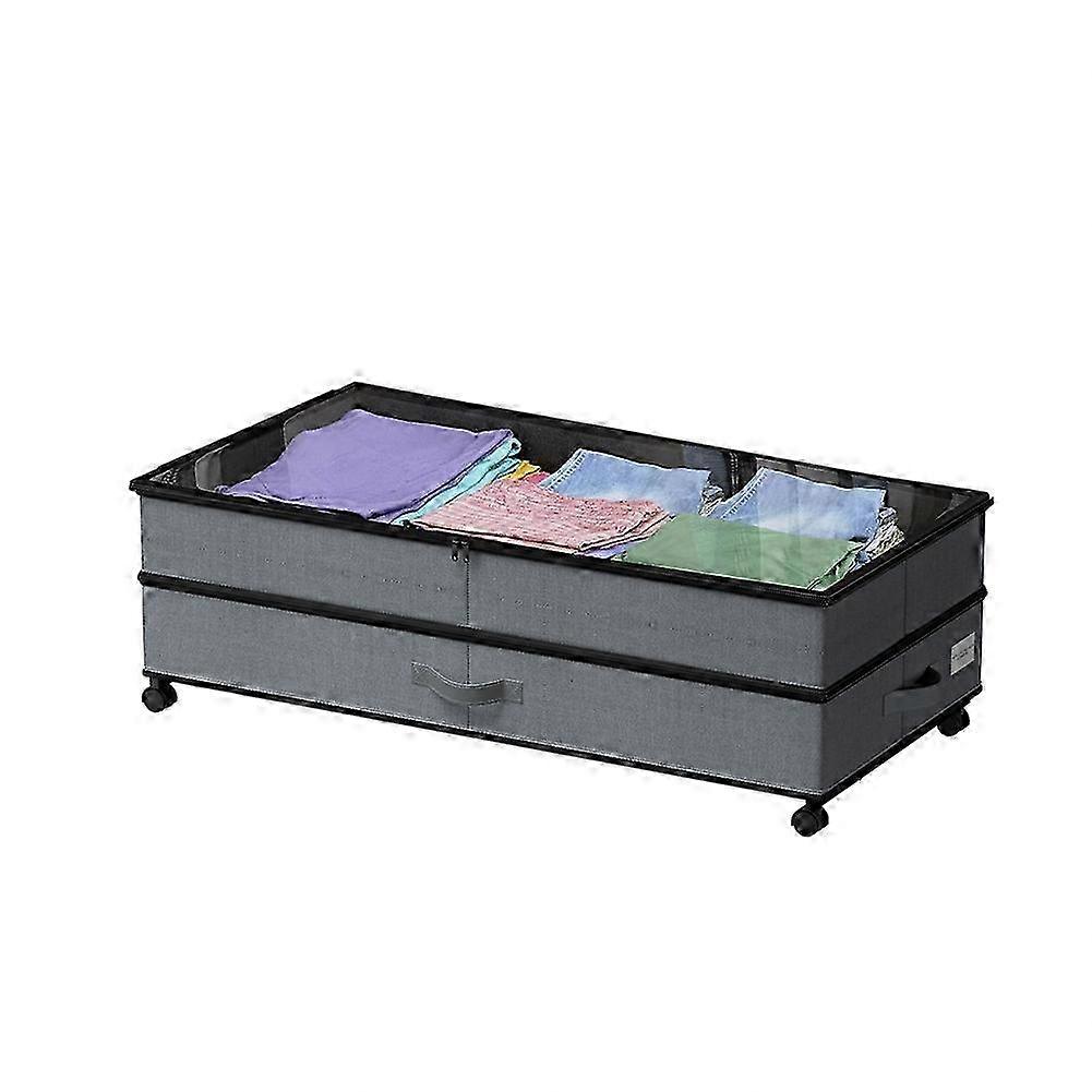 Under Bed Storage with Wheels, Underbed Large Storage Bins with Lid, Adjustable Rolling Storage Containers compatible with Clothes