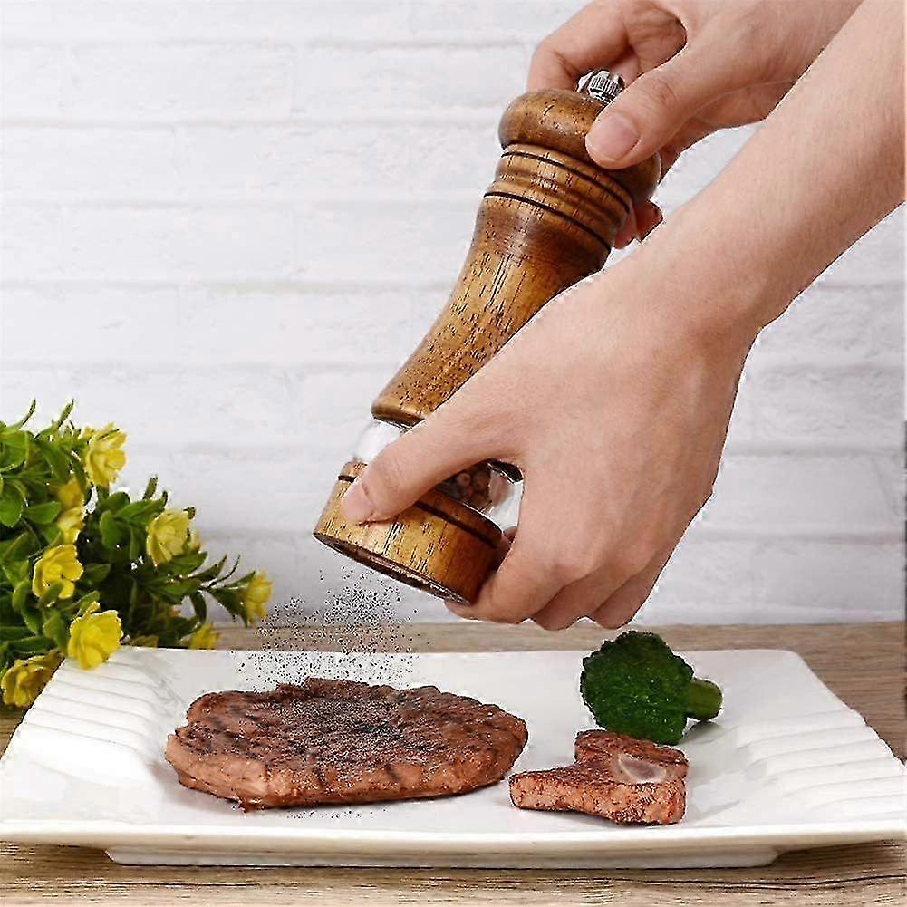 Adjustable Oak Wood Spice Grinder Set