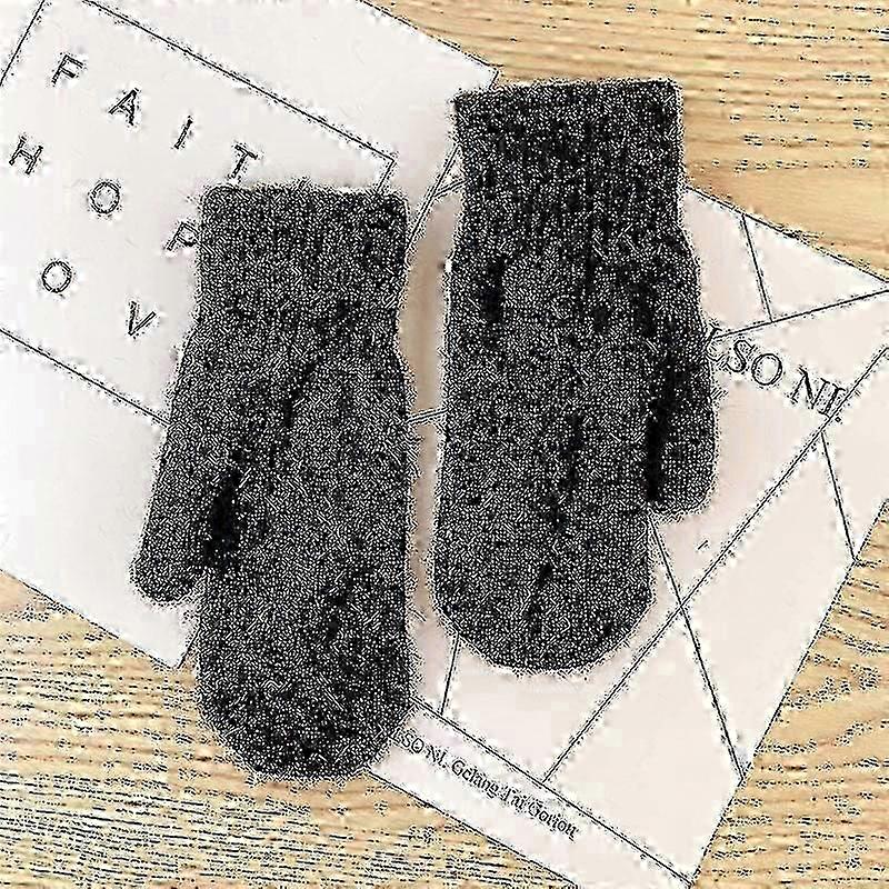 Women's Winter Double Layer Warm Gloves, Solid Color, All Fingers, Soft Polyester