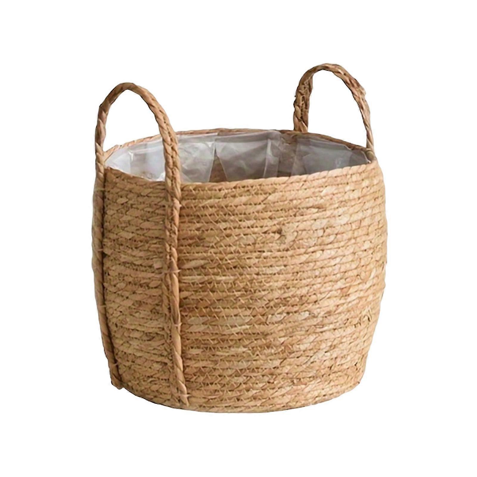 Eco Friendly Straw Planter Basket With Handles