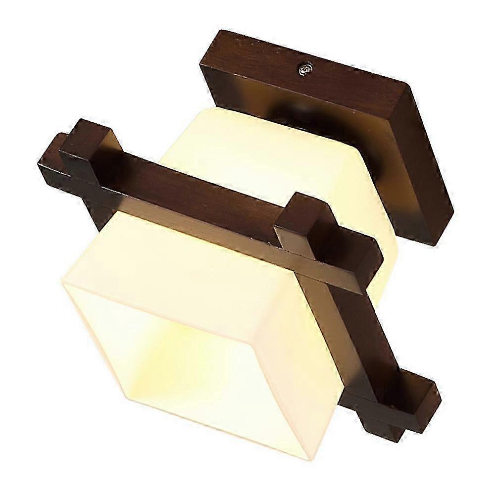 Solid Wood Glass Flush Mount Light