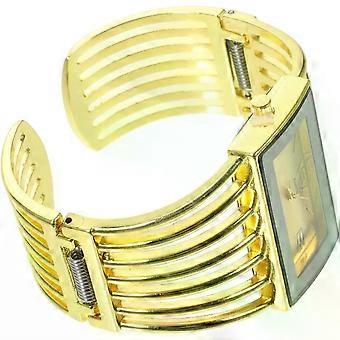 Orologio da polso in quarzo dorato con bracciale in acciaio inossidabile, adatto a donne, e bilancia digitale in stile vintage, elegante accessorio per signore.