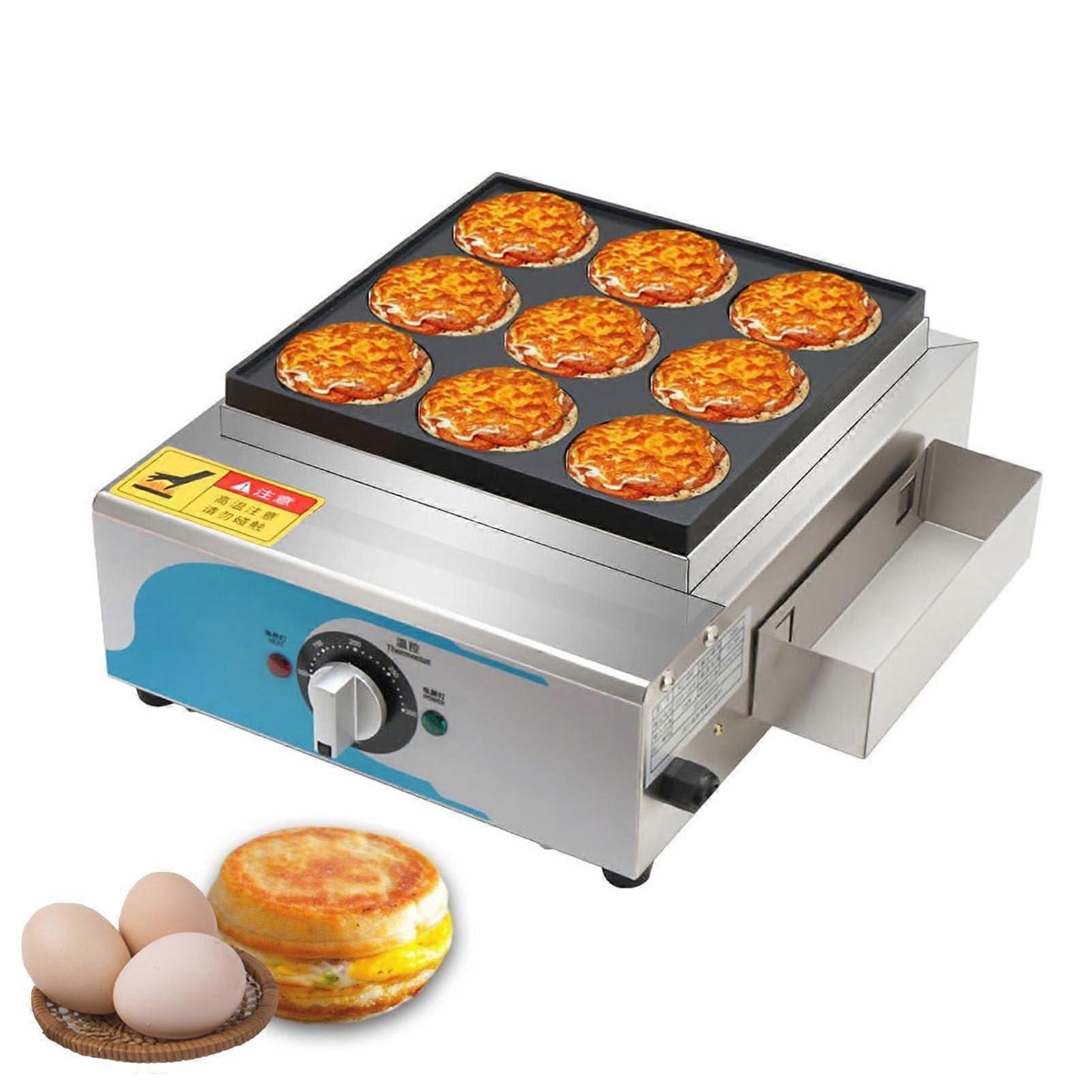 Hamburger Press and 9 Cup Omelet Maker with Adjustable Temperature Control for Quick Breakfast