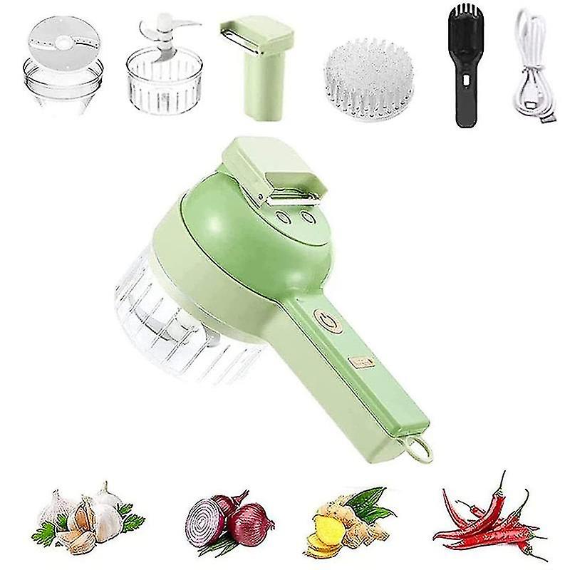 4 In 1 Handheld Electric Vegetable Cutter Set Multifunctional Durable Chili Vegetable Crusher Ginge