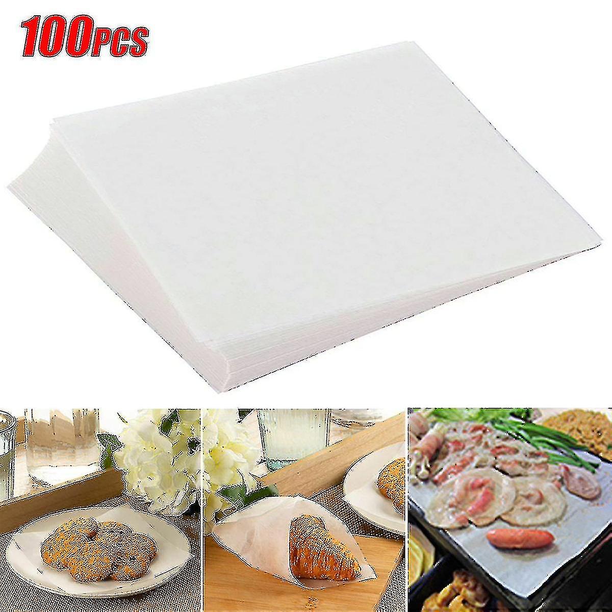 100pcs Silicone Greaseproof Paper Sheets Baking Parchment Bbq Non-stick Steamer