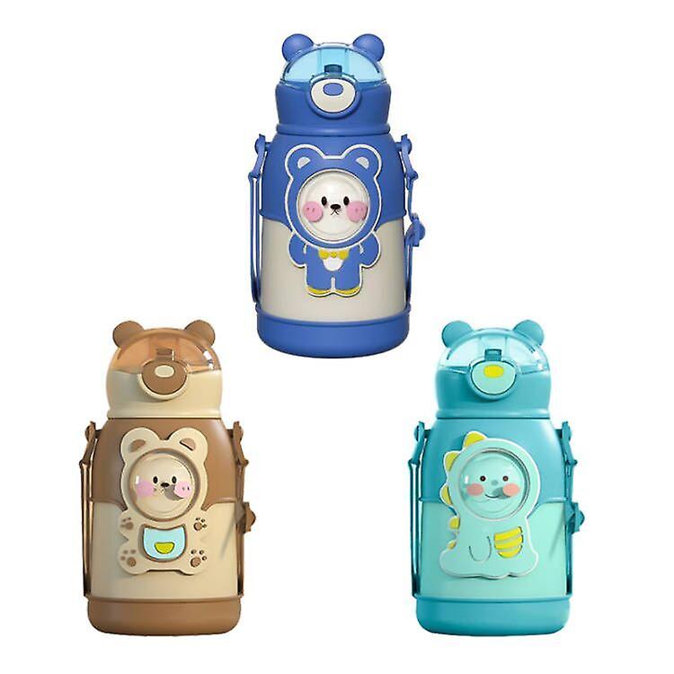 Children Thermos Mug, 500ML Outdoor Student Cartoon Drinking Straw Cup