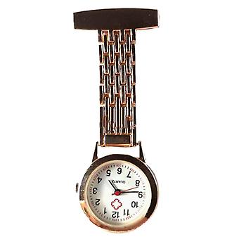Veeki 1PCS Edelstahl Fob Uhr Analoge Quarz Krankenschwester Uhr Hängende Revers Uhr Pin auf Taschenuhrgoldene