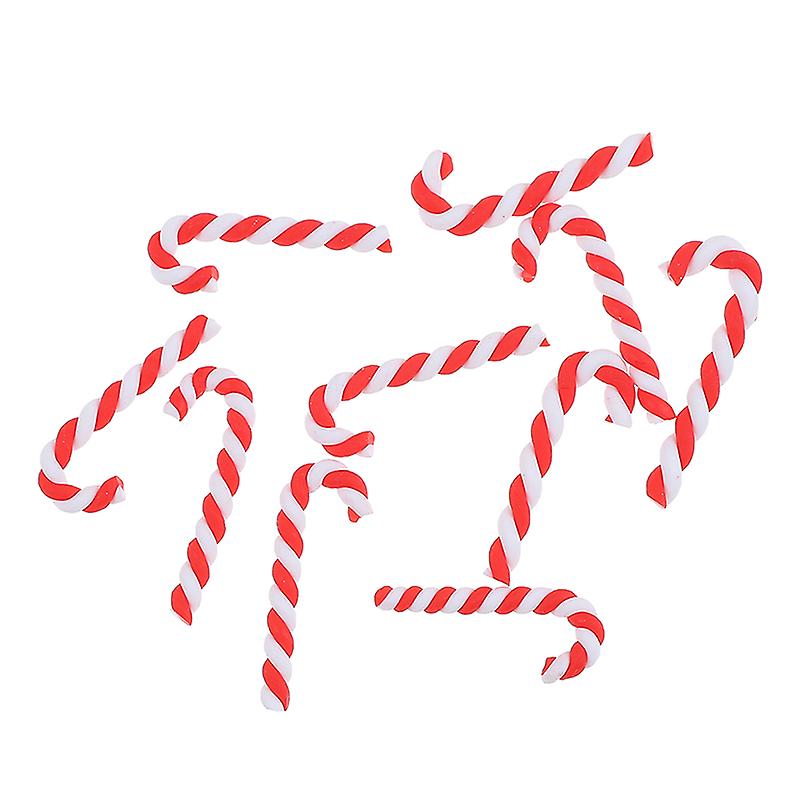 10pcs Christmas Cane Resin Cabochon Flatback For Diy Phone Embellishment Decor