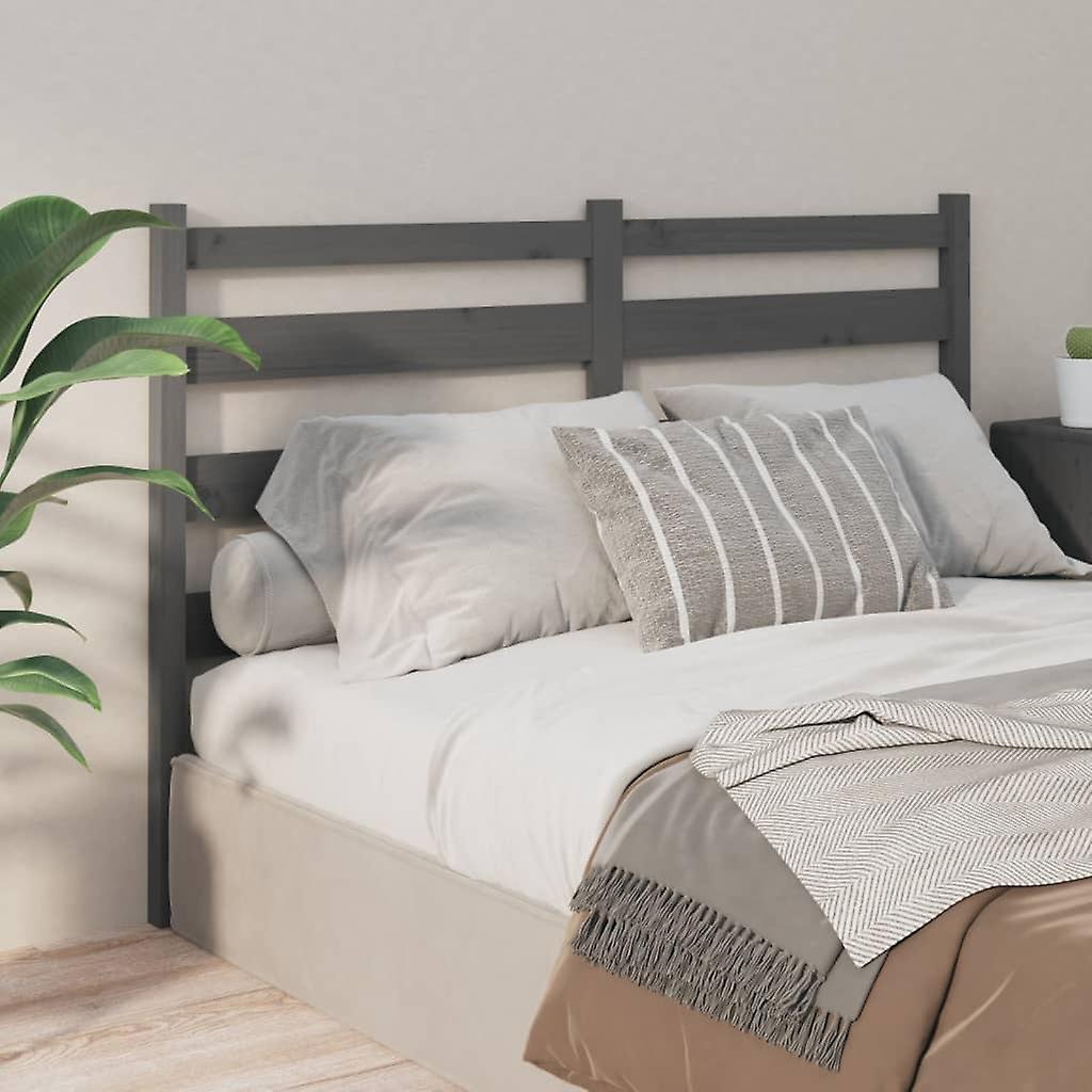 Headboard Grey 126x4x100 cm Solid Pine Wood