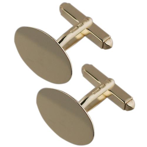9ct Gold 19x11mm oval plain swivel Cufflinks