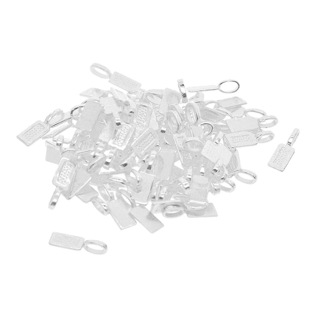 50 Pieces Blank Rectangle Bezel Glue On Bails Charm Pendant Cabochon DIY