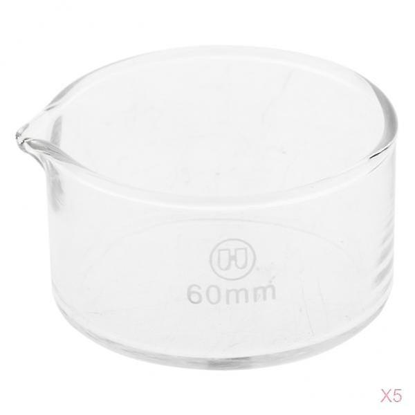 5 Pieces 60mm Reusable Glass Crystallizing Dishes, Borosilicate