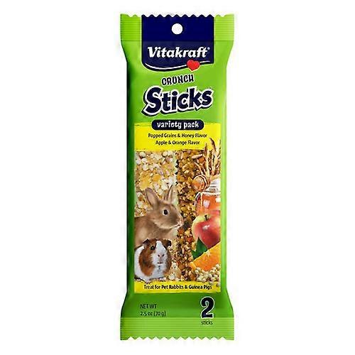 Vitakraft Crunch Sticks Rabbit & Guinea Pig Treats Variety Pack - Popped Grains & Apple, 2 Pack (Pack of 1)