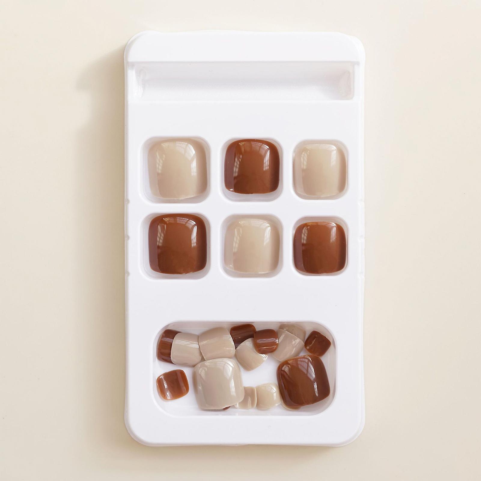 Caramel & Beige Press On Toenails No Irritating Smell Low Color Nails