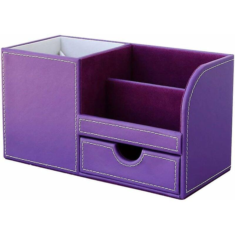 1pcs，4 Compartments Multi-functional Desk Organizer Purple