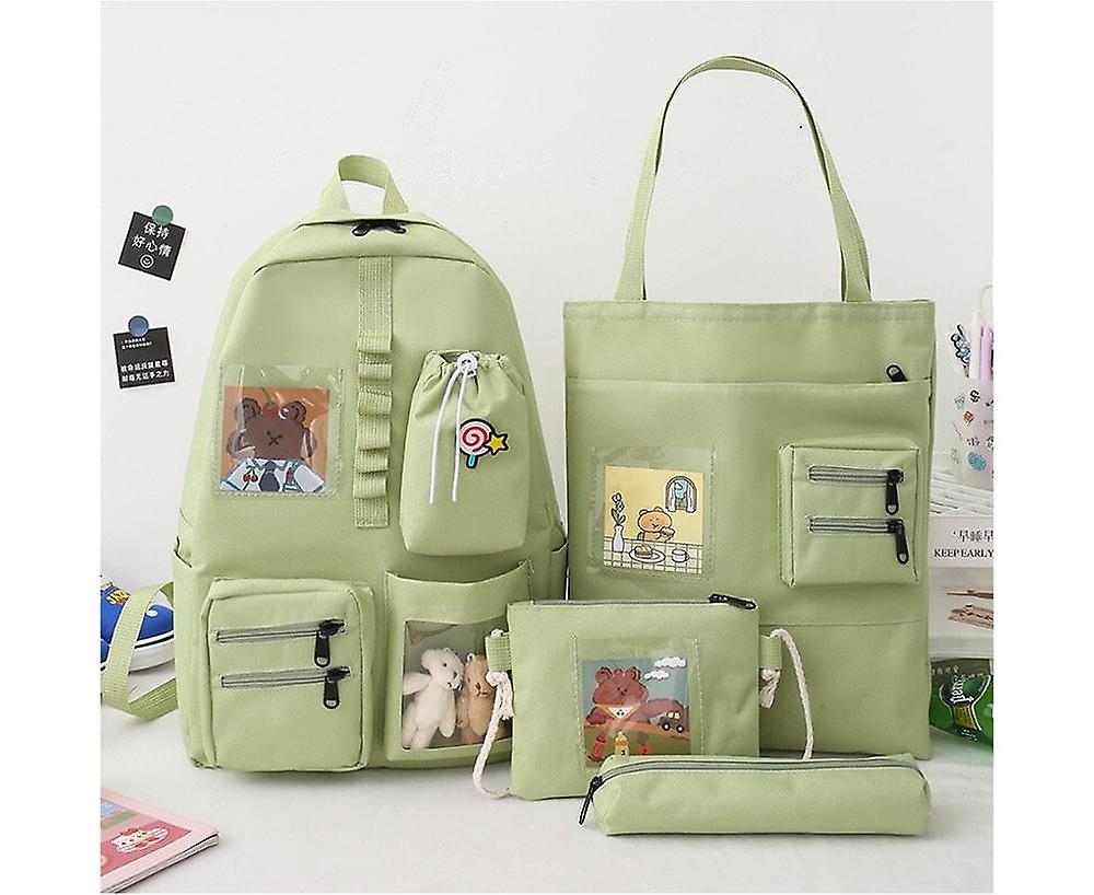 Pcs Set Harajuku Women Laptop Backpack Canvas School Bags For