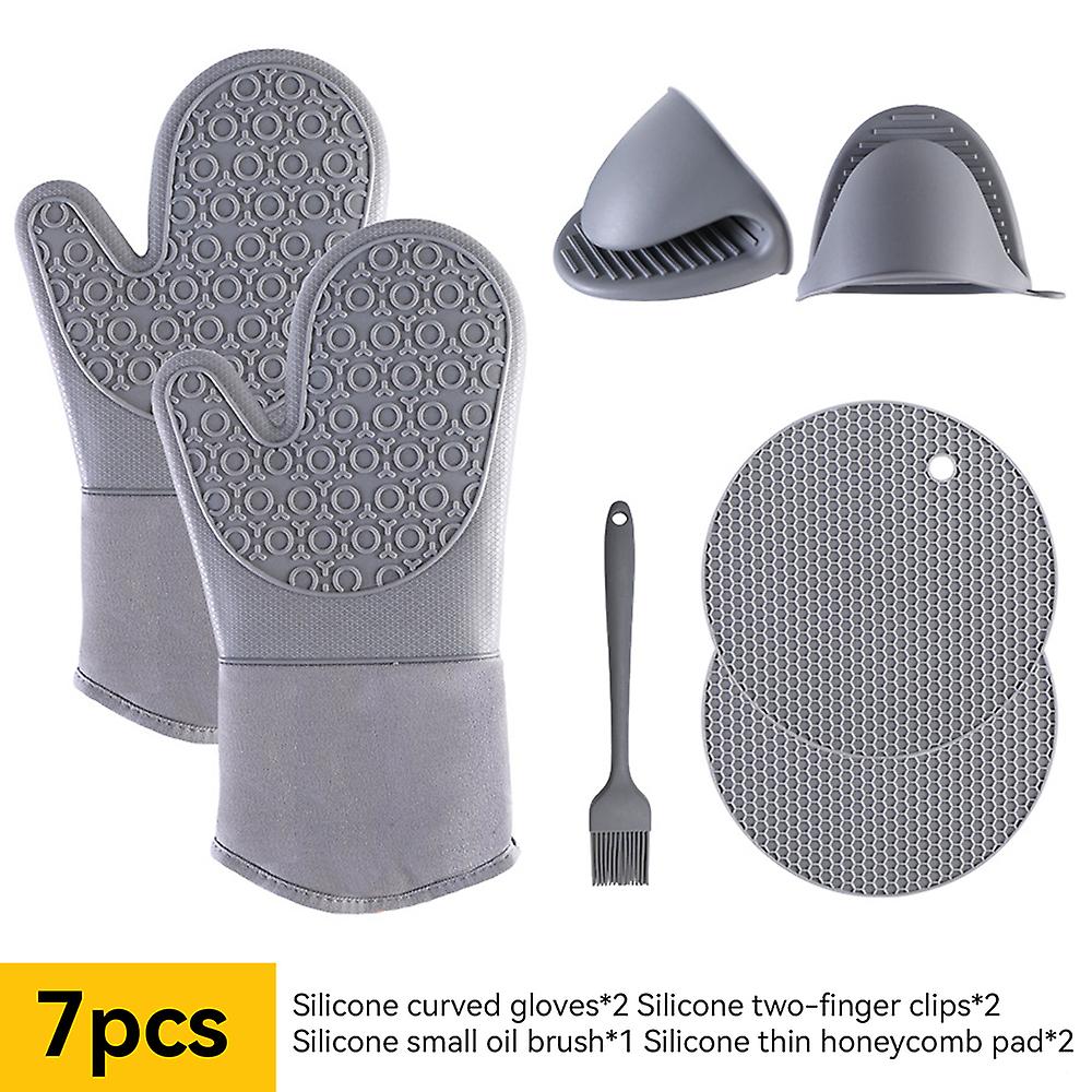 Silikonisolierung Ofenhandschuhe Topflappen Set mit Ölbürste & Pads