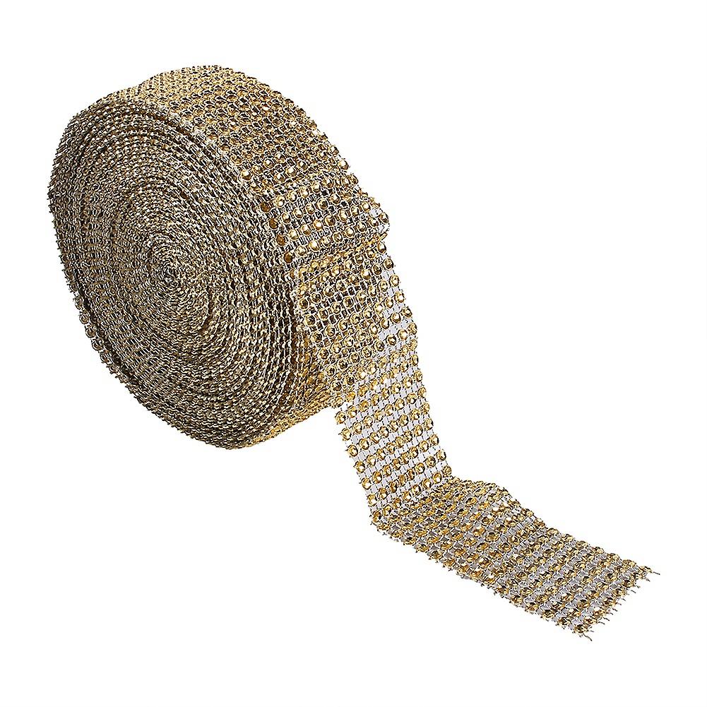 10 Meters Diamond Mesh Ribbon for Wedding Cakes Candles Chain Rhinestone Crystal Gold
