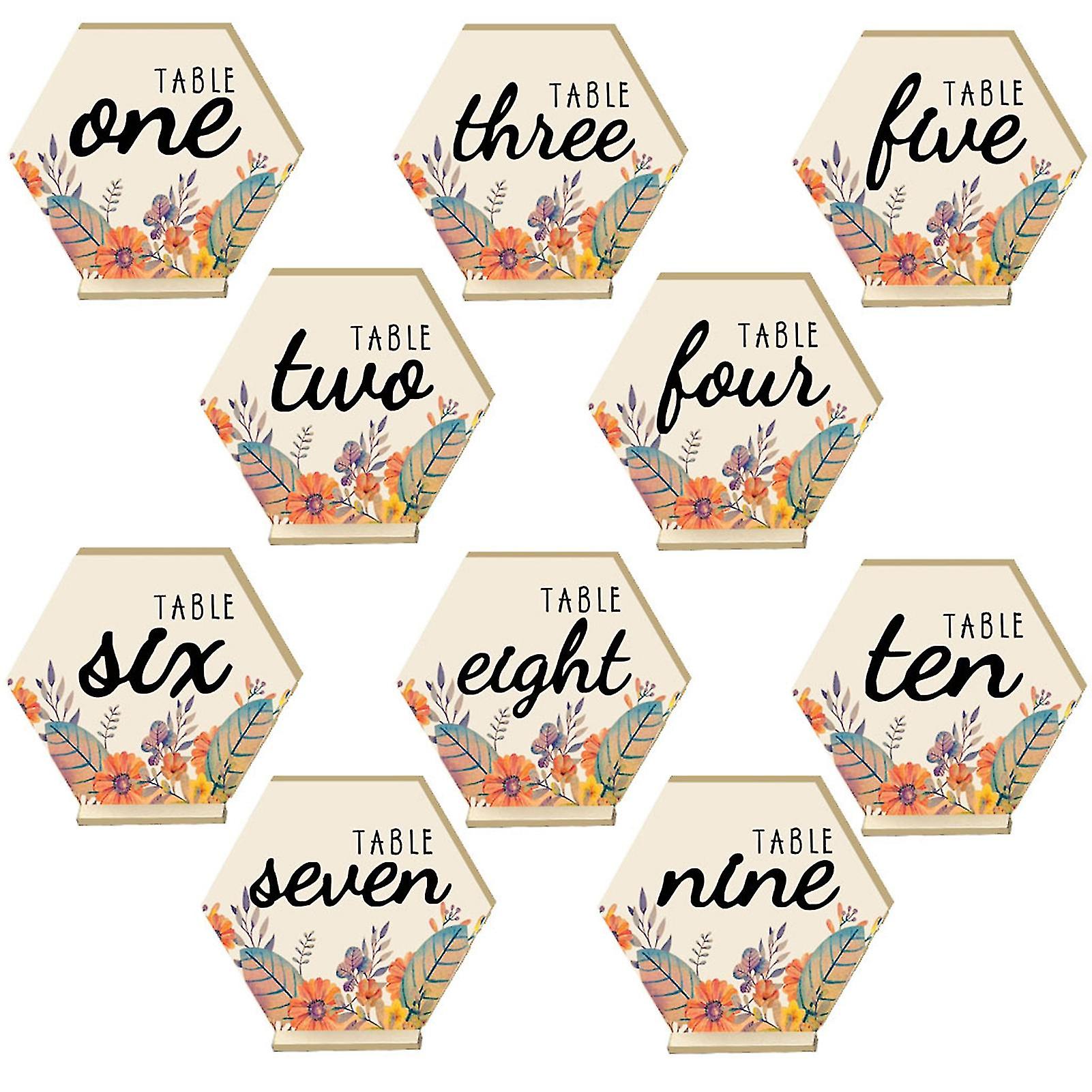 10pcs Table Numbers Natural Freestanding Wood Stable Standing 1-10 Seat Number Party Decor Q