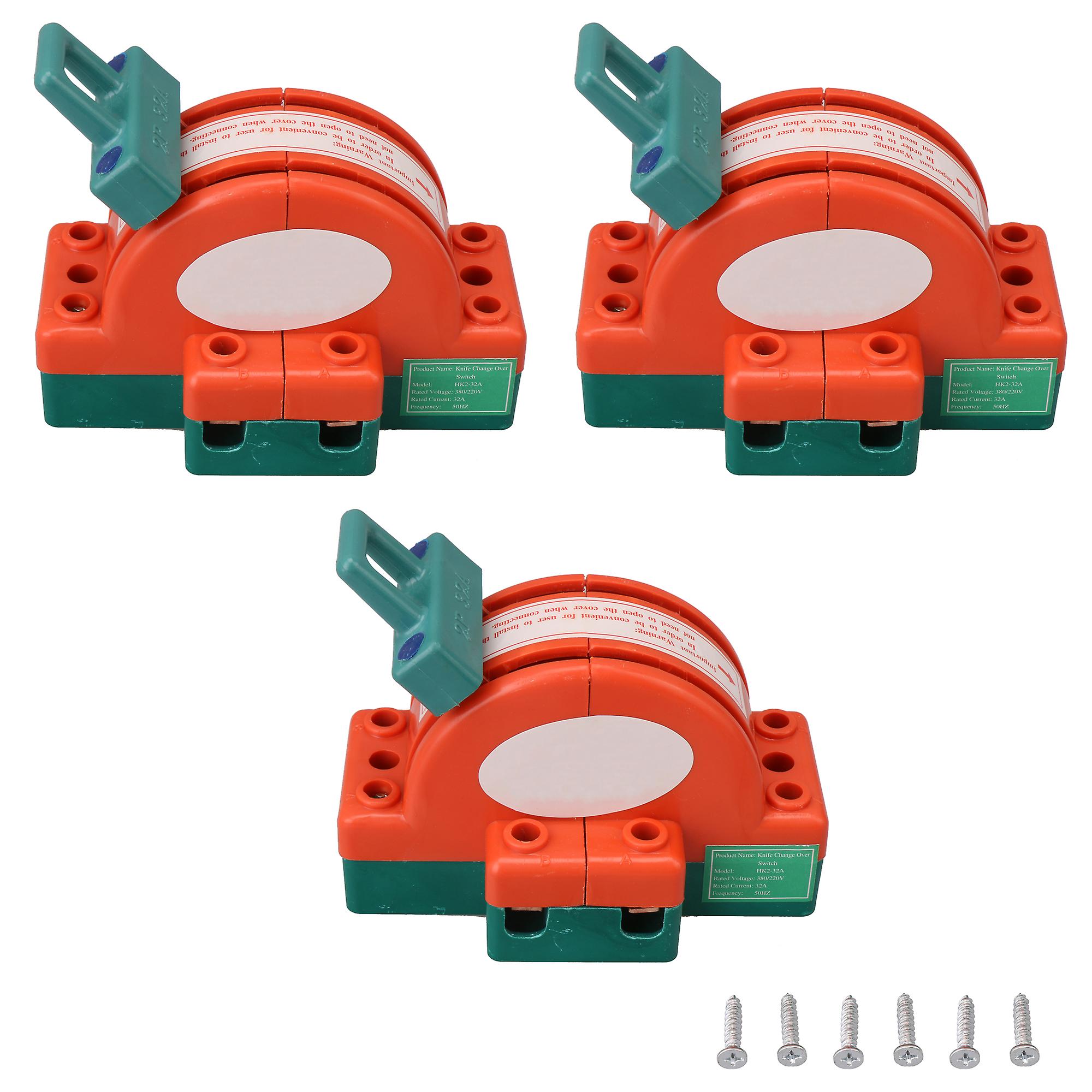 3Pcs Double Pole 2 Throw Disconnect Control Switch Part 250V 32A Type3