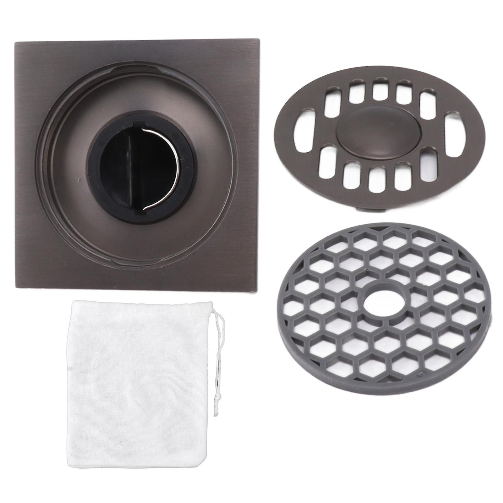 Brass Grey Square Shower Drain for Kitchen, Bathroom & Laundry