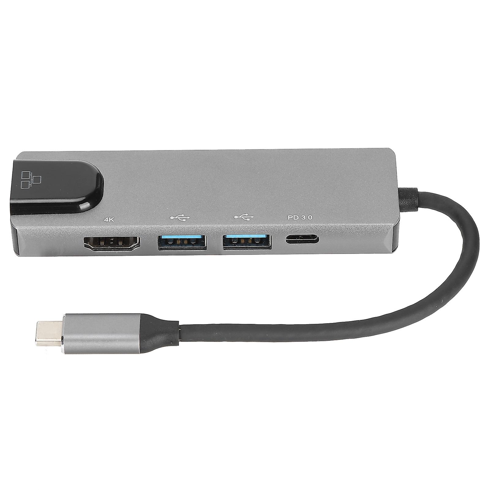 5-i-1 TypeC-dockingstation med 2 USB HD-multimediegrænseflade RJ45/TypeC-port