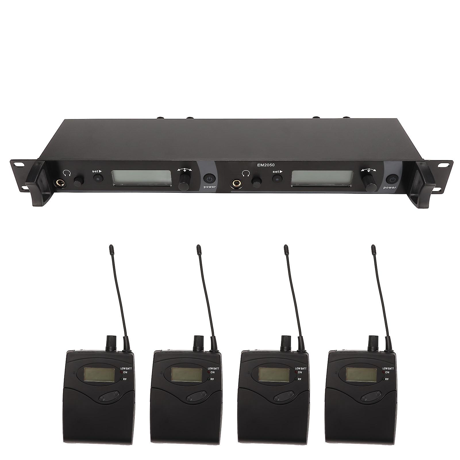 ワイヤレスイヤホンモニターシステム2チャンネル4ボディパックスタジオ100-240V EUプラグ用全金属UHFステージモニタリングシステム