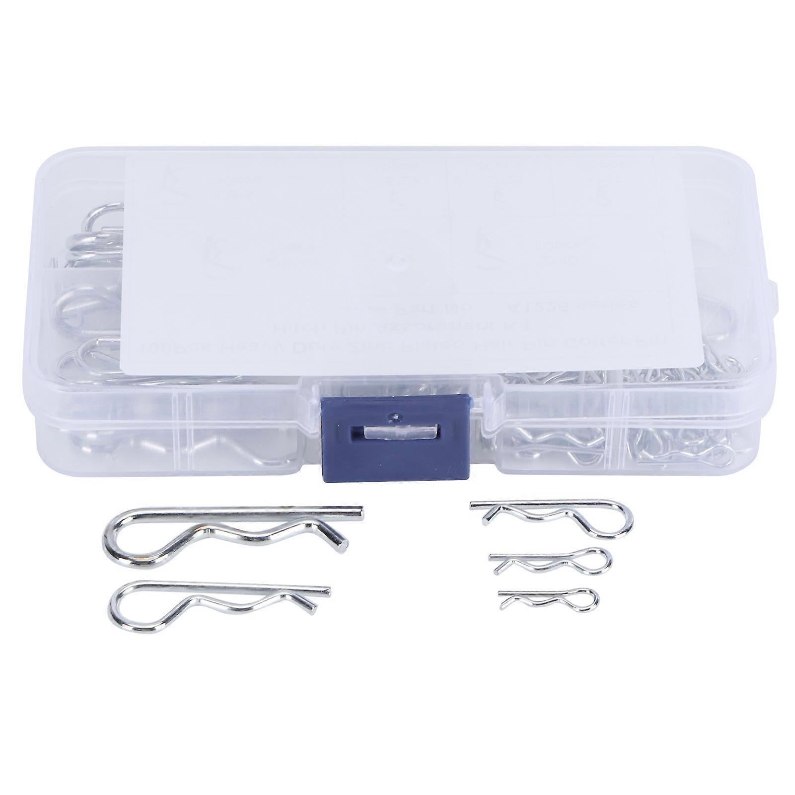 100pcs R Cotter Pin Assortment Kit for Tractor with Plastic Box