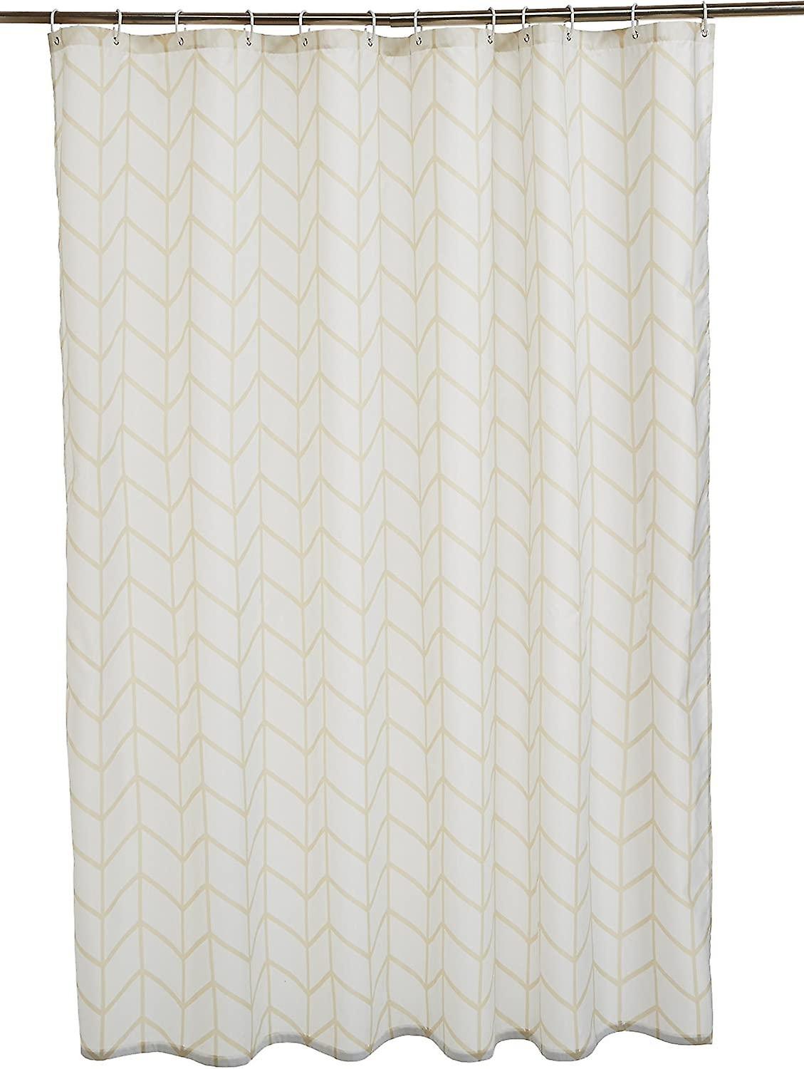 Printed fabric shower curtain 180 x 200 cm Chevrons Beige