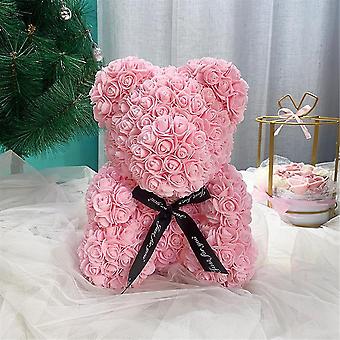 Preserved Flower Bear Doll Pe Valentine's Day Gift Ornaments Hug Bear 25cm Foam Flower Rose Bear Gift-a