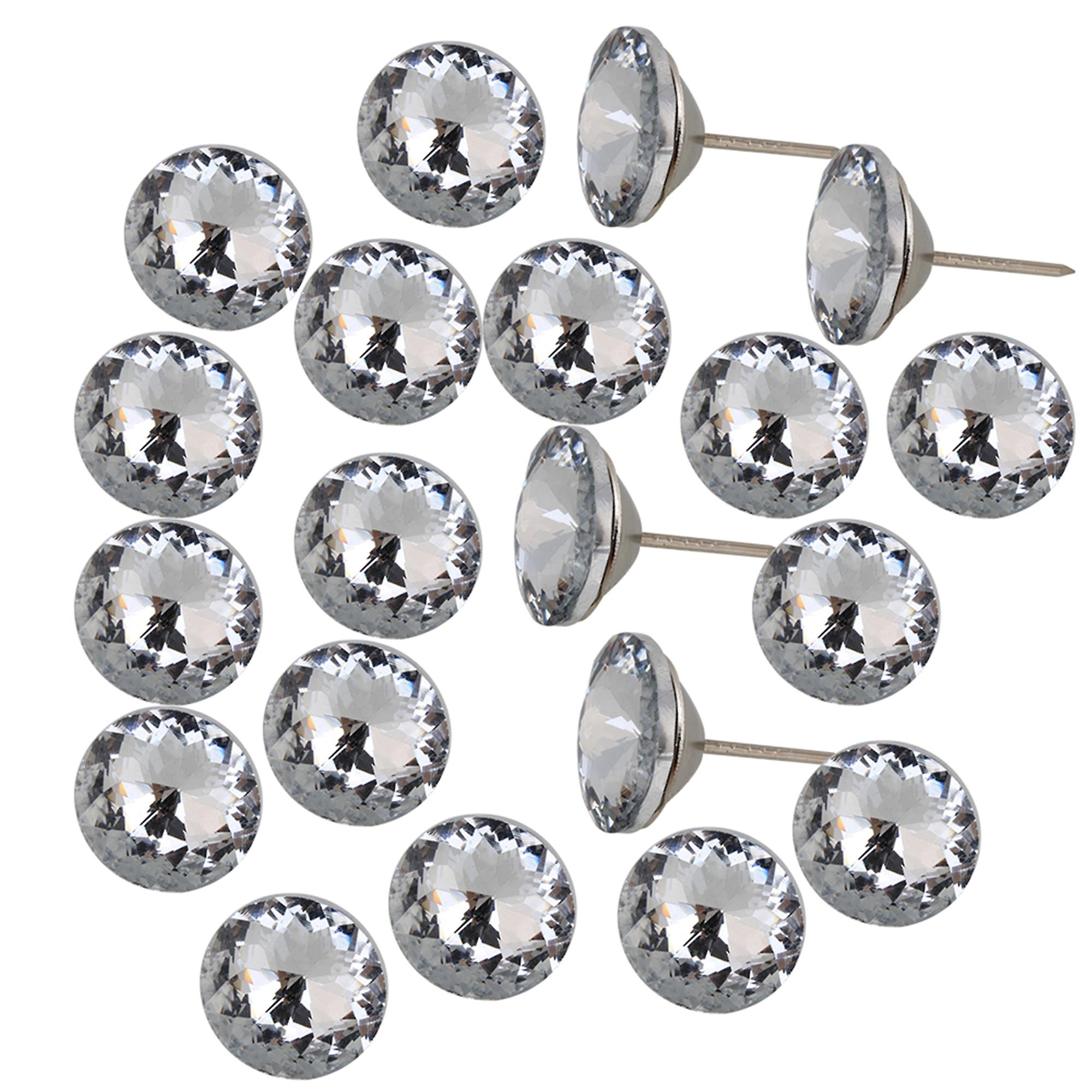 20pcs Crystal Upholstery Nails Tacks Studs Pins 25mm Dia Sofa Wall Decoration