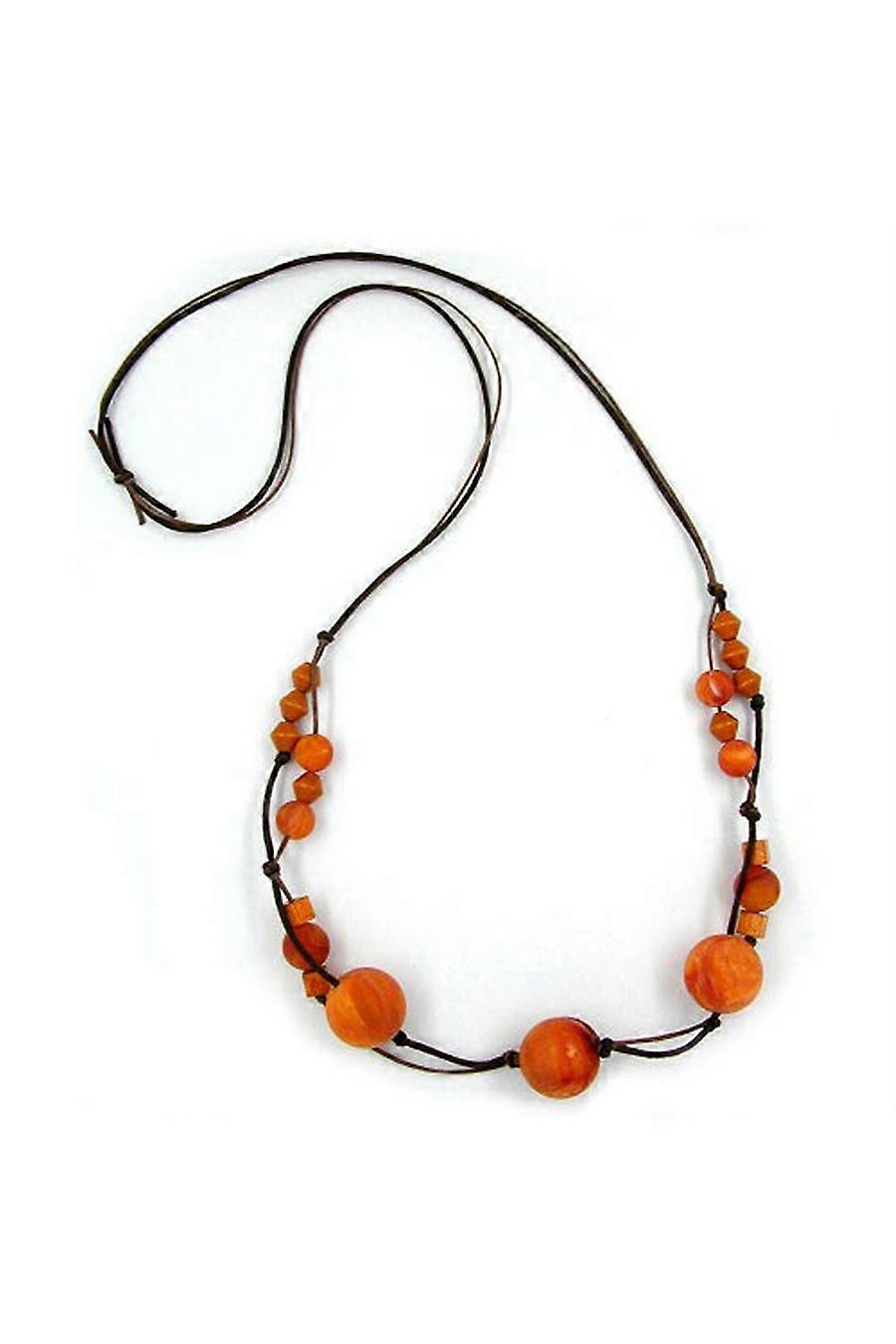 Necklace Beads Amber Coloured - Gl00629