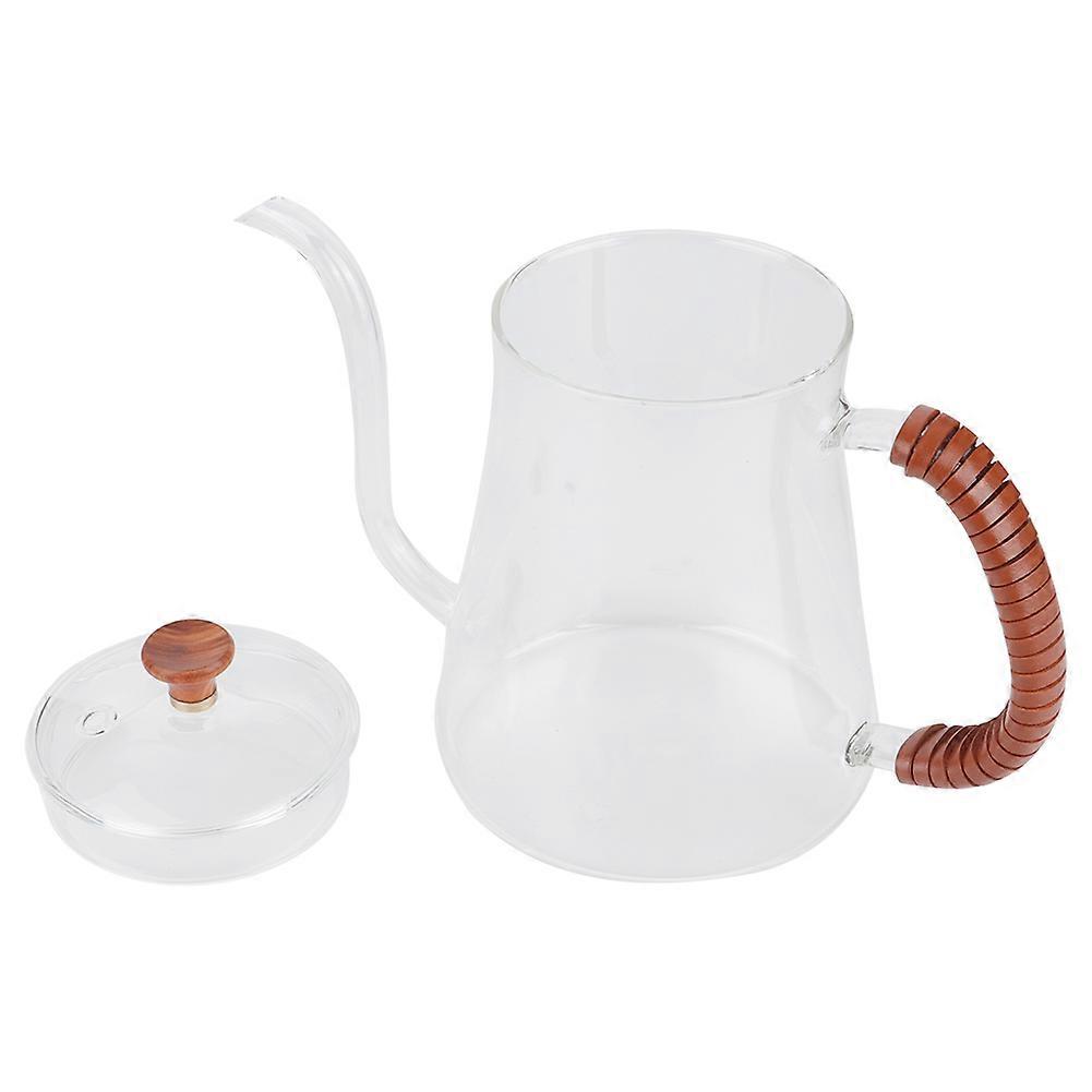 Gooseneck Kettle, 600ML Pour Over Coffee Kettle Glass Tea Kettle with Wooden Handle, Gooseneck Coffee Kettle