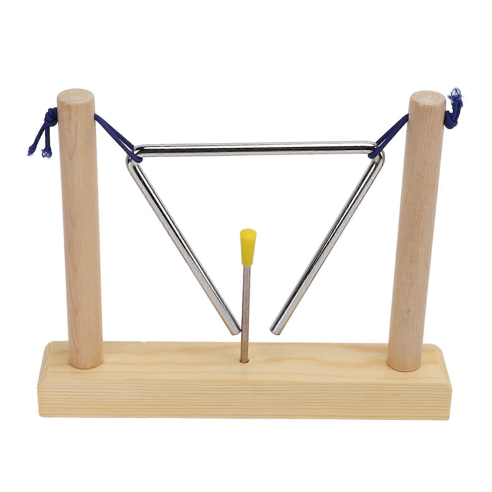 Hand Percussion Triangle with Pine Wood Frame Metal Triangle