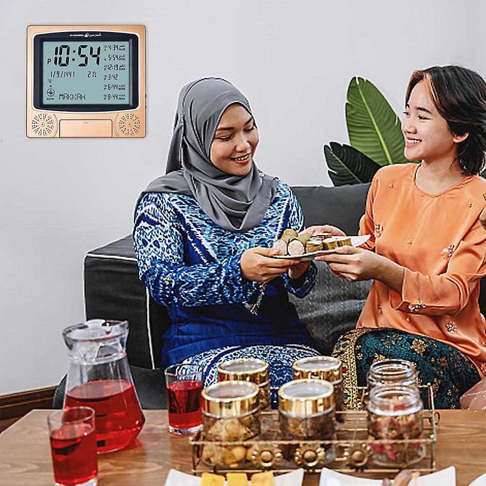 Gray (B) $HA-4010 square alarm clock foreign trade perpetual calendar table clock wall clock dual-purpose table clock can be connected to USB charging