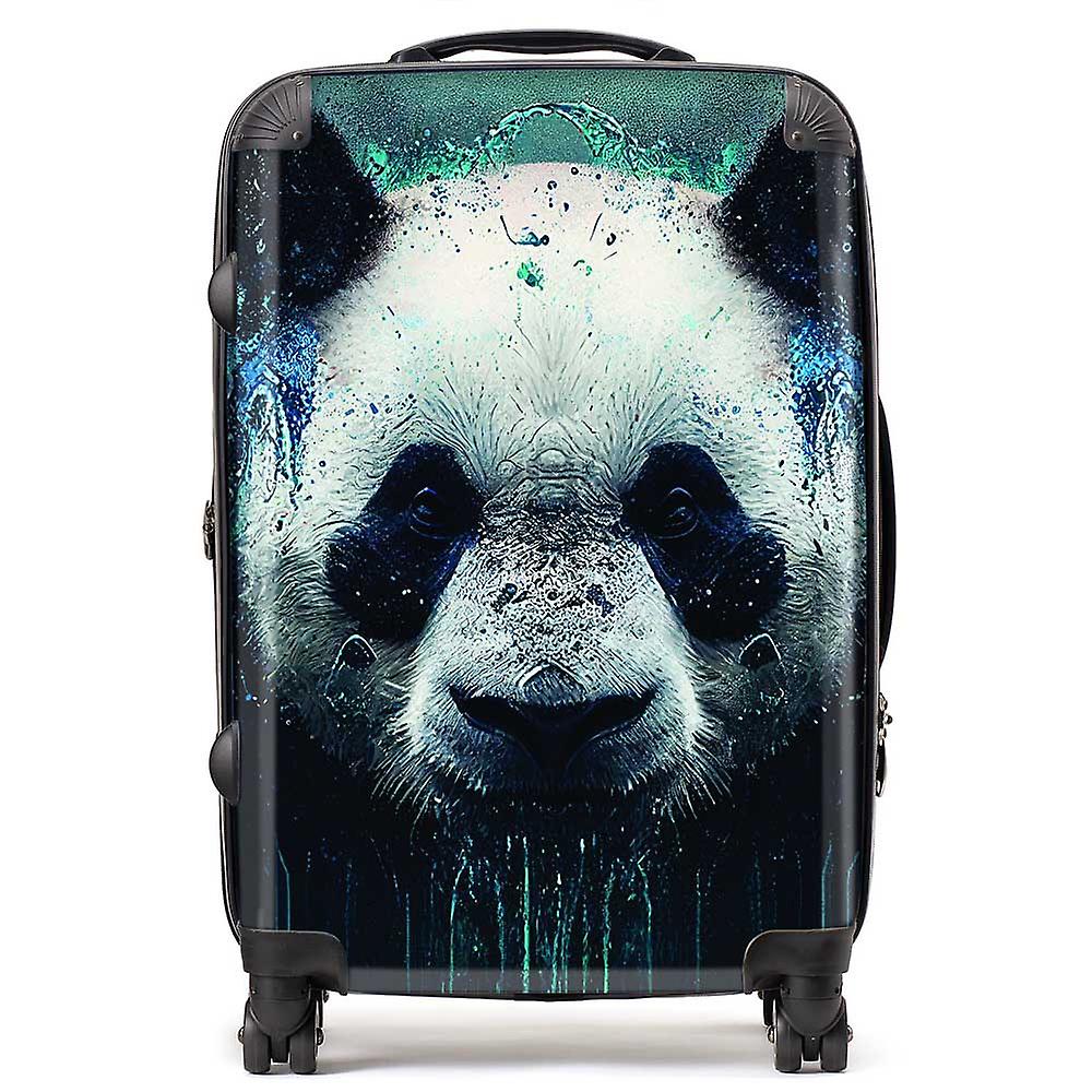 Panda Face Splashart Dark Background Suitcase
