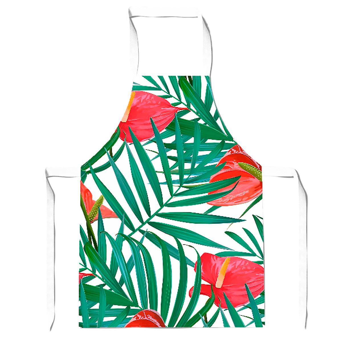 Tropical Flowers And Palm Leaves Apron