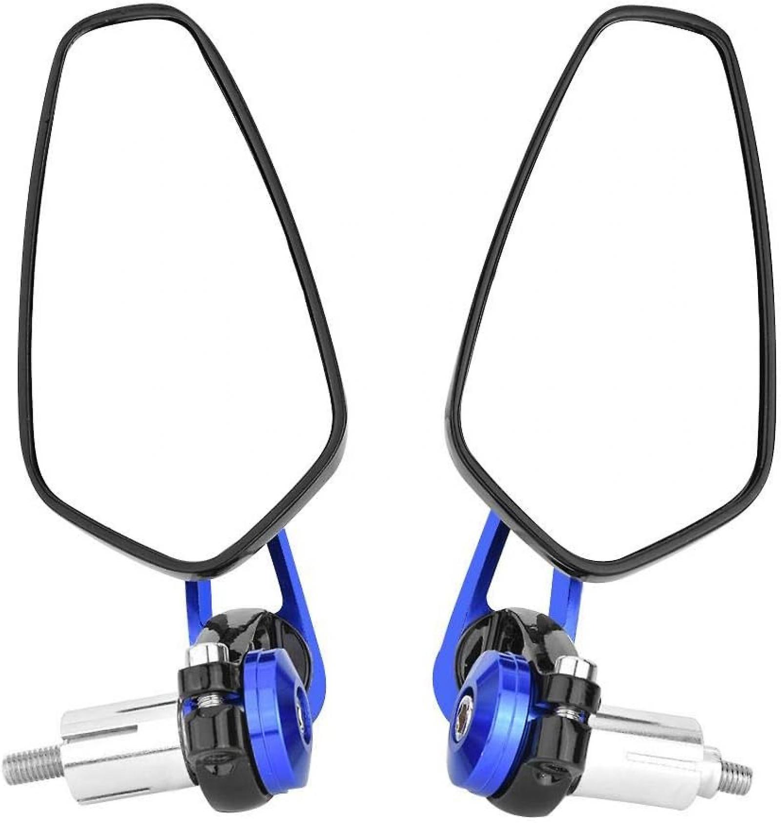 360 Degree Adjustable Swivel Bar End Rearview Mirrors, Side Rearview Mirrors Compatible with Motorcycle Riding (Blue)